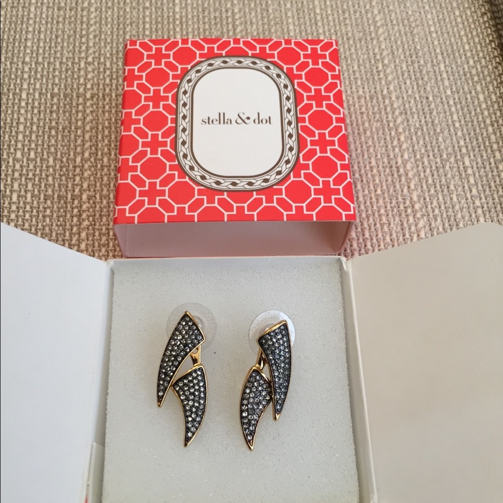 Stella & Dot Pave Horn Jacket Earrings